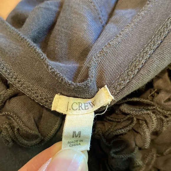 J Crew Medium Asymmetrical T Shirt Floral Ruffle Details on Swoop Neckline - Picture 5 of 6